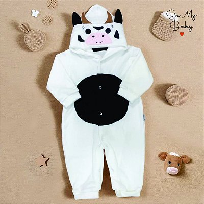 Macacão para Bebê em Plush - Vaquinha