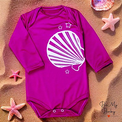Body De Bebê Proteção Uv50+ Manga Longa - Pink