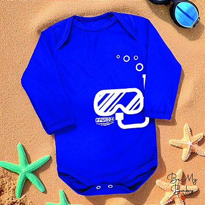 Body Bebê Proteção Uv50+ Manga Longa - Azul Royal