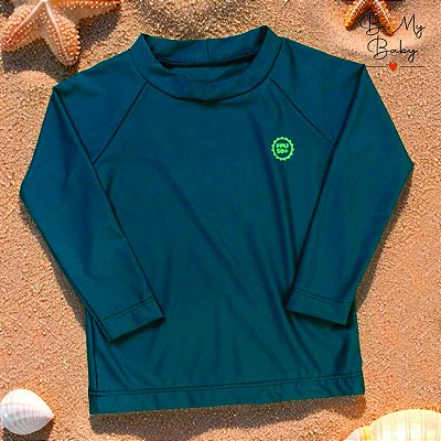 Camiseta Uv50+ Infantil Proteção Solar - Verde Escuro