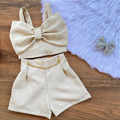 CONJUNTO CROOPED DE LINHO LAÇO