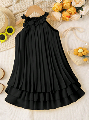 Vestido plisado premium com tecido leve