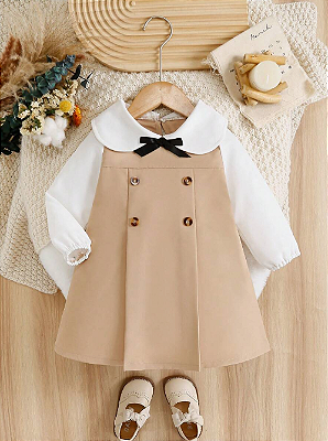 1 Peça Vestido Sem Mangas com Babado de Laço 3D Elegante e Requintado para Meninas, Verão