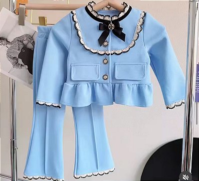 Conjunto Infantil Luxo Azul – 2 peças (Casaco + Calça)