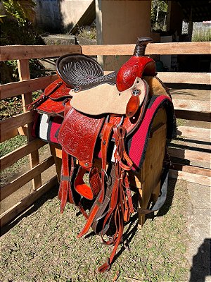 Sela Americana Prova de Laço Horse Podium + Manta QM Imports