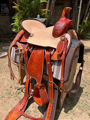 Sela Prova de Laço Profissional Team Penning Special + Manta QM Imports