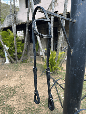 Cabeçada Preta de Couro de Búfalo QM Premium