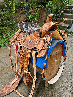 Sela Western Americana Quarto de Milha Luxo Profissional Completa + Manta QM Imports