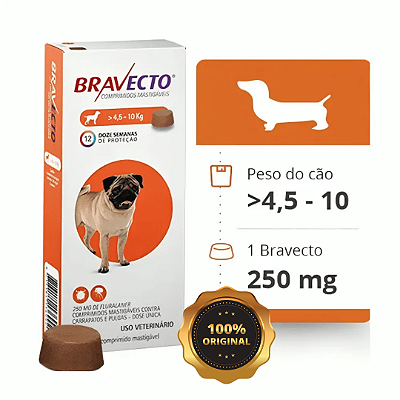 Antipulgas e carrapatos 250mg - 4,5 à 10kg