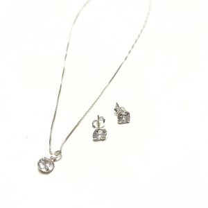 CONJUNTO CRISTAL REDONDO PRATA 925