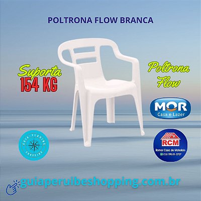Cadeira de plástico tipo poltrona Flow cor Branca de alta resistência marca Mor em Peruíbe