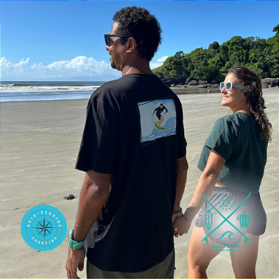 Camiseta Preta Masculina de surf Sea Turtle Surf Wear em Peruíbe.