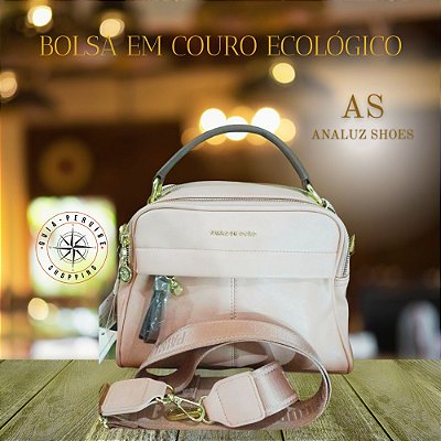 Bolsa cor de Rosa em Couro Ecológico Pavão de Ouro em Peruíbe