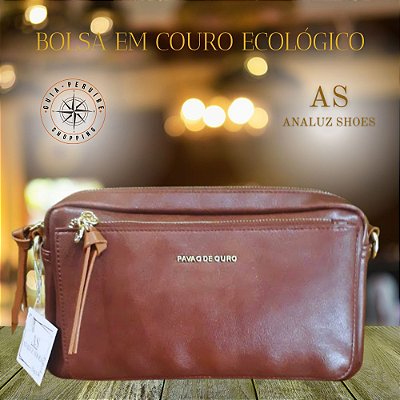 Bolsa Marrom Café de Couro Ecológico Pavão de Ouro em Peruíbe