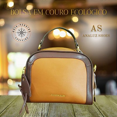 Bolsa na cor Marrom de Couro Ecológico Pavão de Ouro em Peruíbe