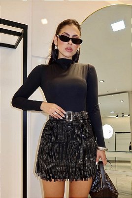 Saia franja de strass