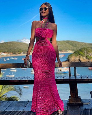 Vestido Tricot Luxo Grécia Pink