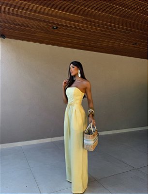 Macacão Alfaiataria Kellen Amarelo