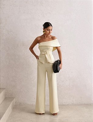 Macacão alfaiataria Olivia amarelo