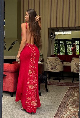 Vestido Tricot longo Leila Luxo Vermelho
