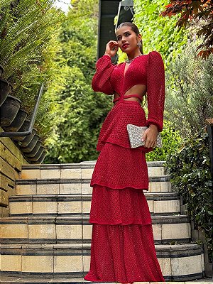 Vestido Tricot Longo Mindy Vermelho