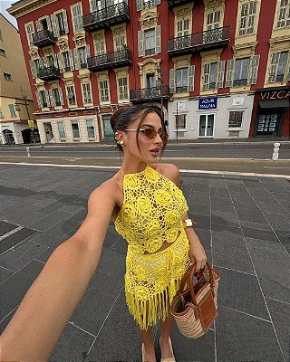 Conjunto crochê Virginia Amarelo