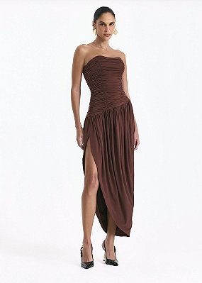 Vestido Midi Silvia-Marrom