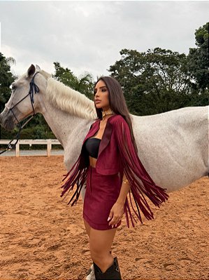 Conjunto franjas Ranch - Bordo