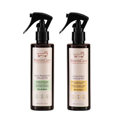 Kit Proteção & Higiene NeemCare Repelente + Limpa Patas - Proteção para Cães e Gatos contra Pulgas e Carrapatos