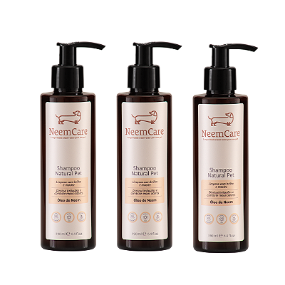 Kit Triplo Shampoo NeemCare – Limpeza Natural e Proteção para seu Pet
