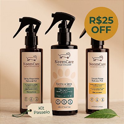 Kit Passeio | Repelente, Limpa Patas e Banho a Seco