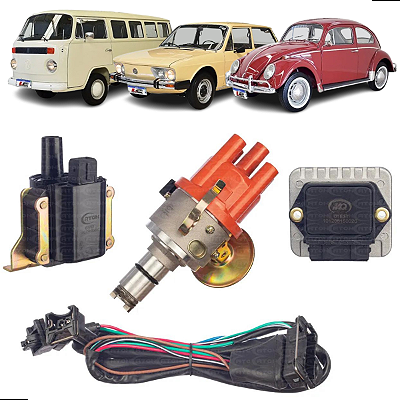 Kit Ignição Eletrônica Sensor Hall Bobina Vw Fusca Kombi Brasilia