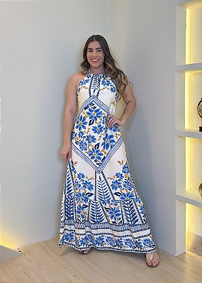 Vestido Viscolinho - Azul Flor