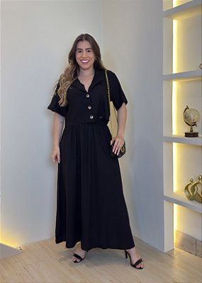 Conjunto Saia Linho - Preto