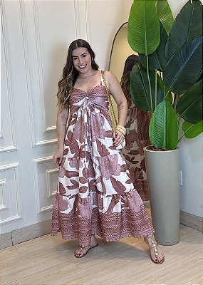 Vestido Amarração  - Marrom