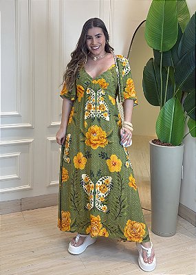 Vestido Manga V - Verde