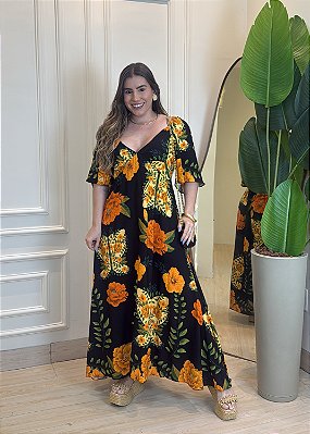 Vestido Manga V - Preta