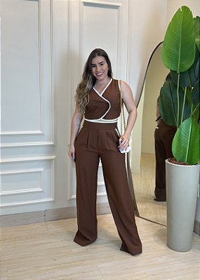 Conjunto Marrant Colete e Calça - Marrom