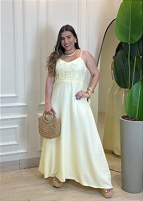 Vestido Bordado- Amarelo