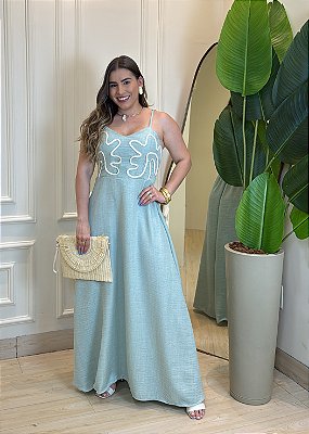 Vestido Bordado- Verde