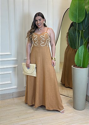 Vestido Bordado- Caramelo