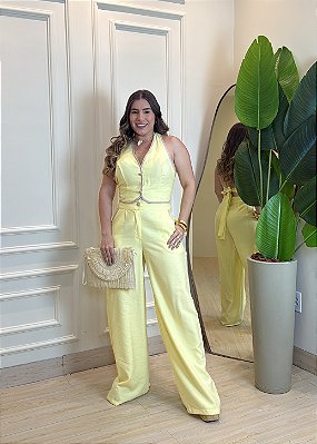 Conjunto Calça E Cropped - Amarelo