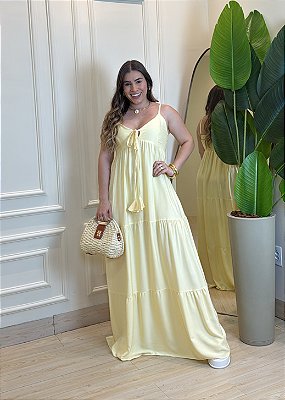 Vestido Viscolinho Amarração - Amarelo