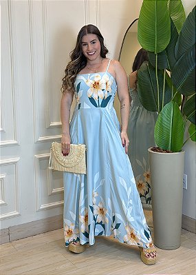 Vestido Alça - Estampa Azul