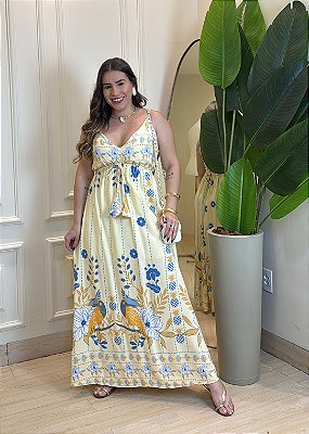 Vestido Alça - Amarelo e Azul