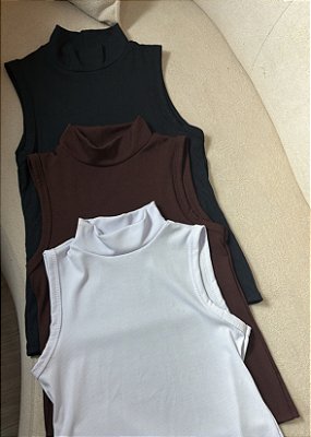 Regata Feminina Canelada Gola Alta em Algodão - Modelagem Justa Confortável