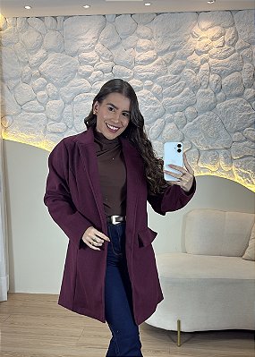 Casaco Feminino Alongado Vinho Lâ Batida