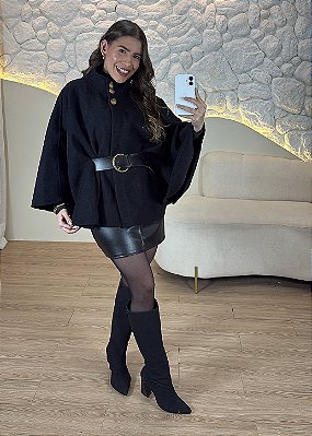 Poncho/ Capa Lã Batida