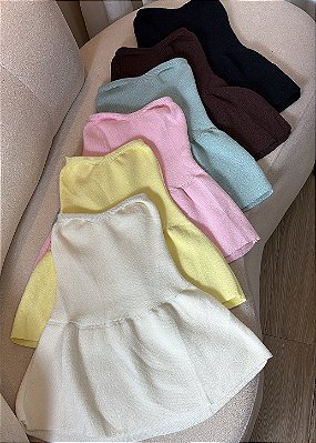 Blusa Peplum Tricô Modal Tomara que Caia - Lisas