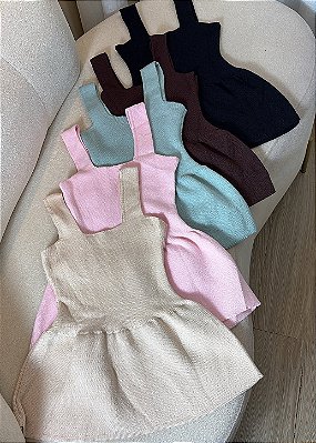 Blusa Peplum Tricô Modal Alça - Lisas
